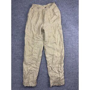 Lauren Ralph Lauren Dress Pants Womens 4 Beige Linen Check Pleated Tapered